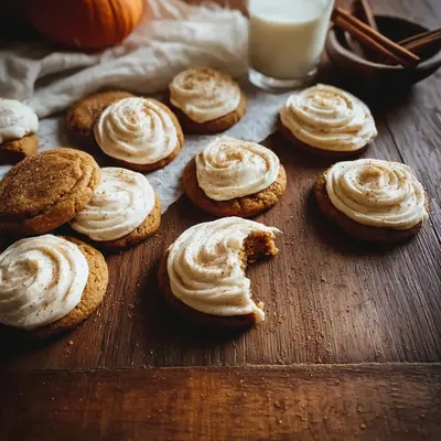 Chewy Pumpkin Sugar Cookies with Cream Cheese Frosting