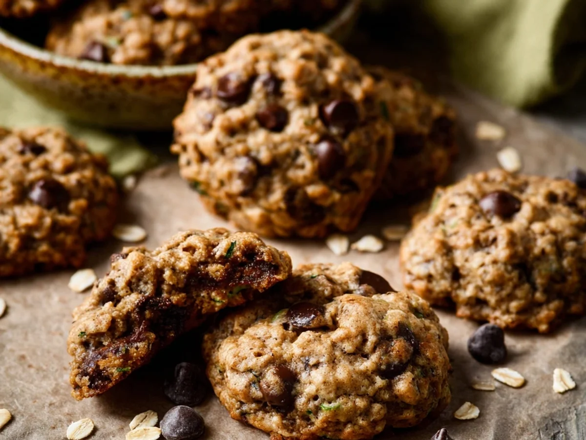 Chewy Zucchini Oatmeal Chocolate Chip Cookies - Featured Image
