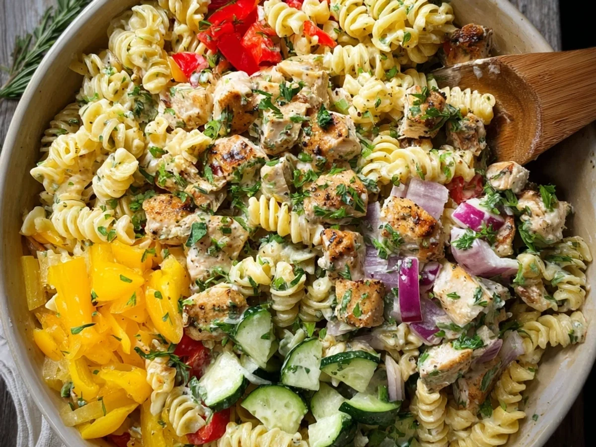 Chicken Pasta Salad: Lemon Herb Dressing Tangy Recipe - Featured Image