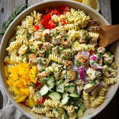 Chicken Pasta Salad: Lemon Herb Dressing Tangy Recipe