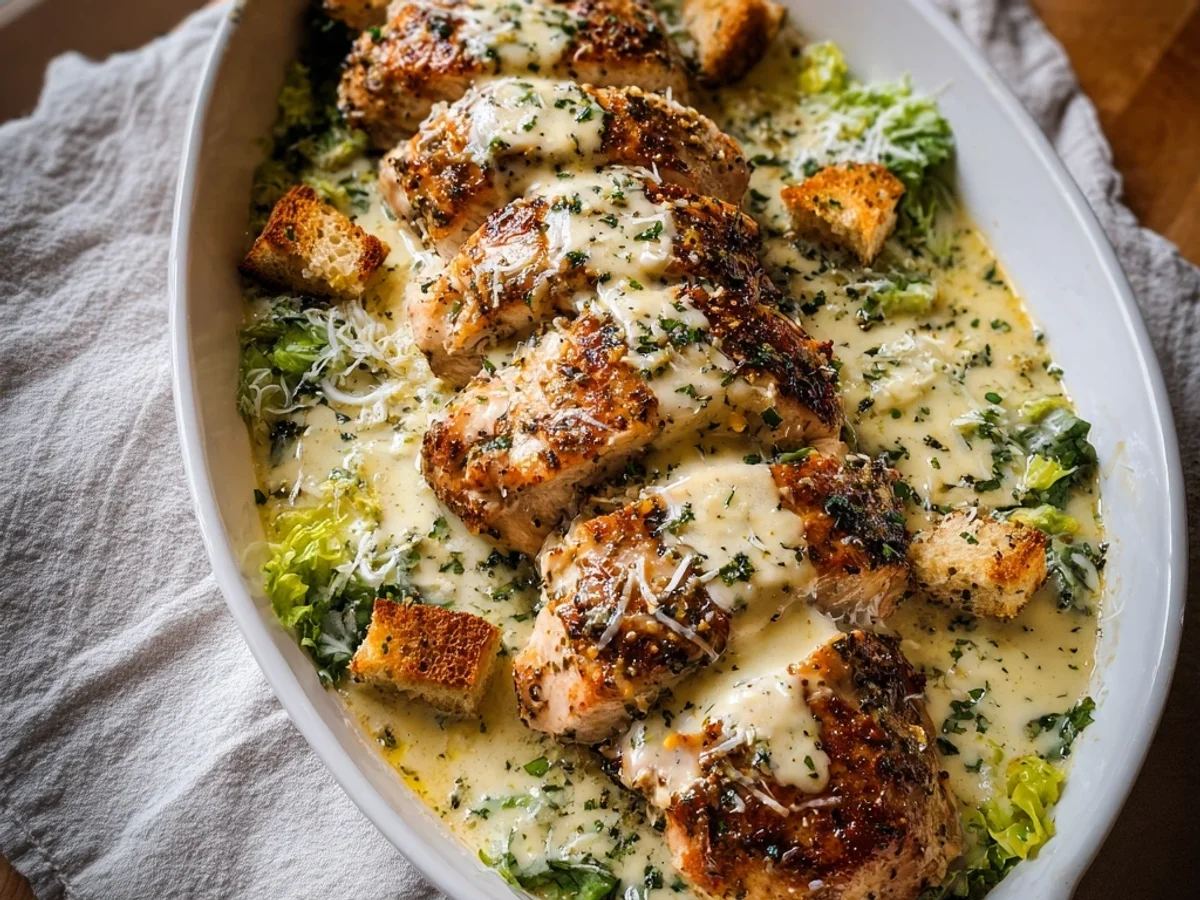 Creamy Baked Caesar Chicken with Parmesan Sauce - Featured Image