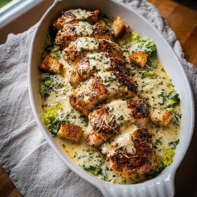 Creamy Baked Caesar Chicken with Parmesan Sauce