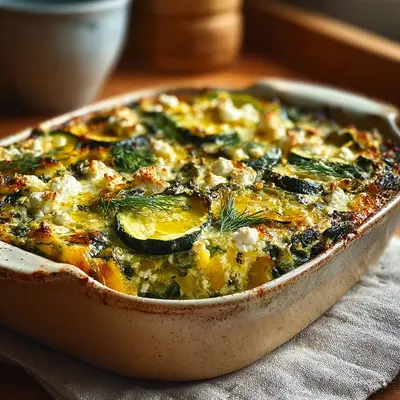 Creamy Baked Zucchini, Spinach & Feta Casserole