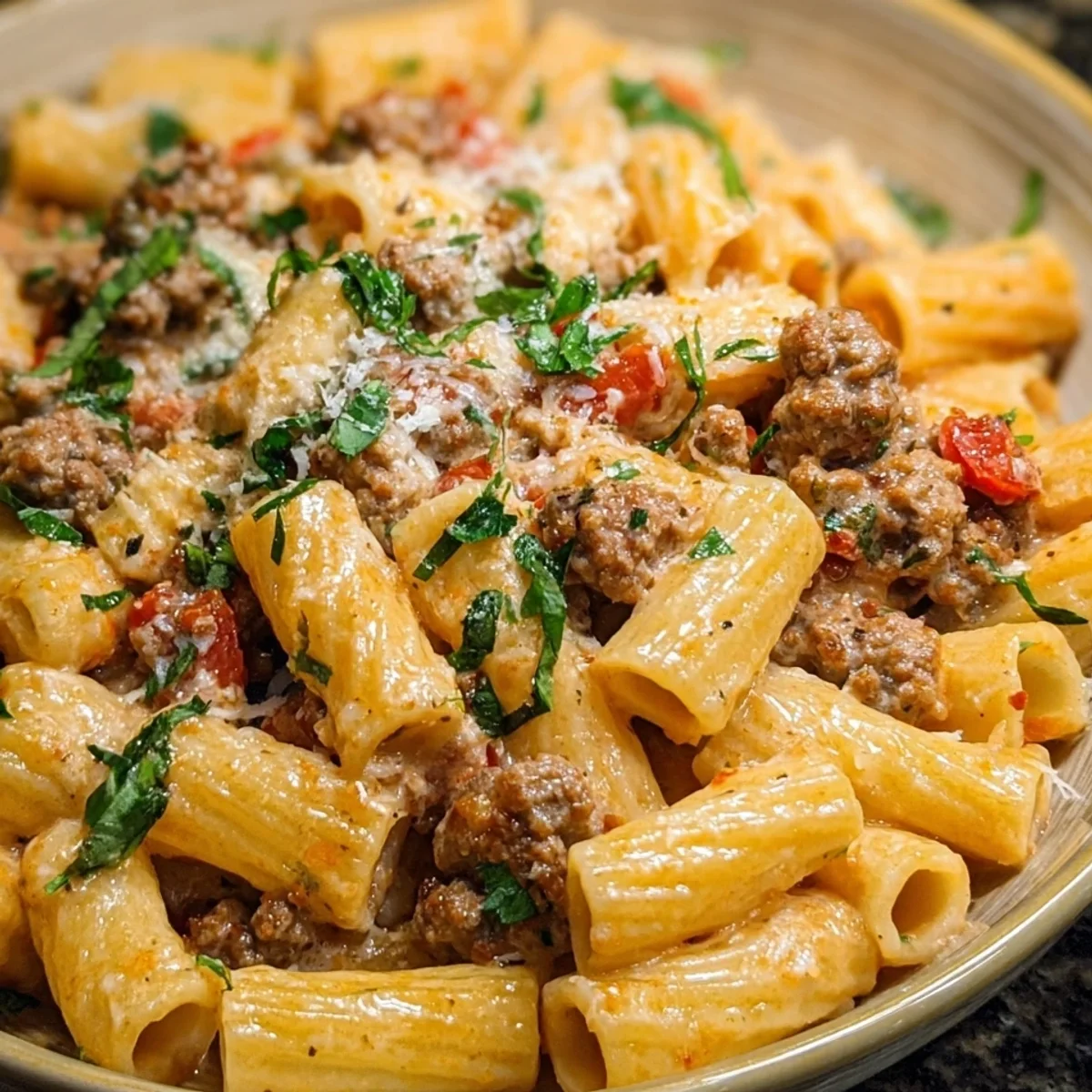Creamy Beef Sausage Rigatoni for Family Dinner