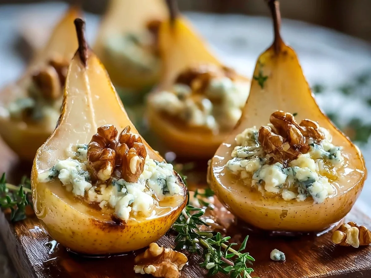 Creamy Blue Cheese Stuffed Pears with Walnuts - Featured Image