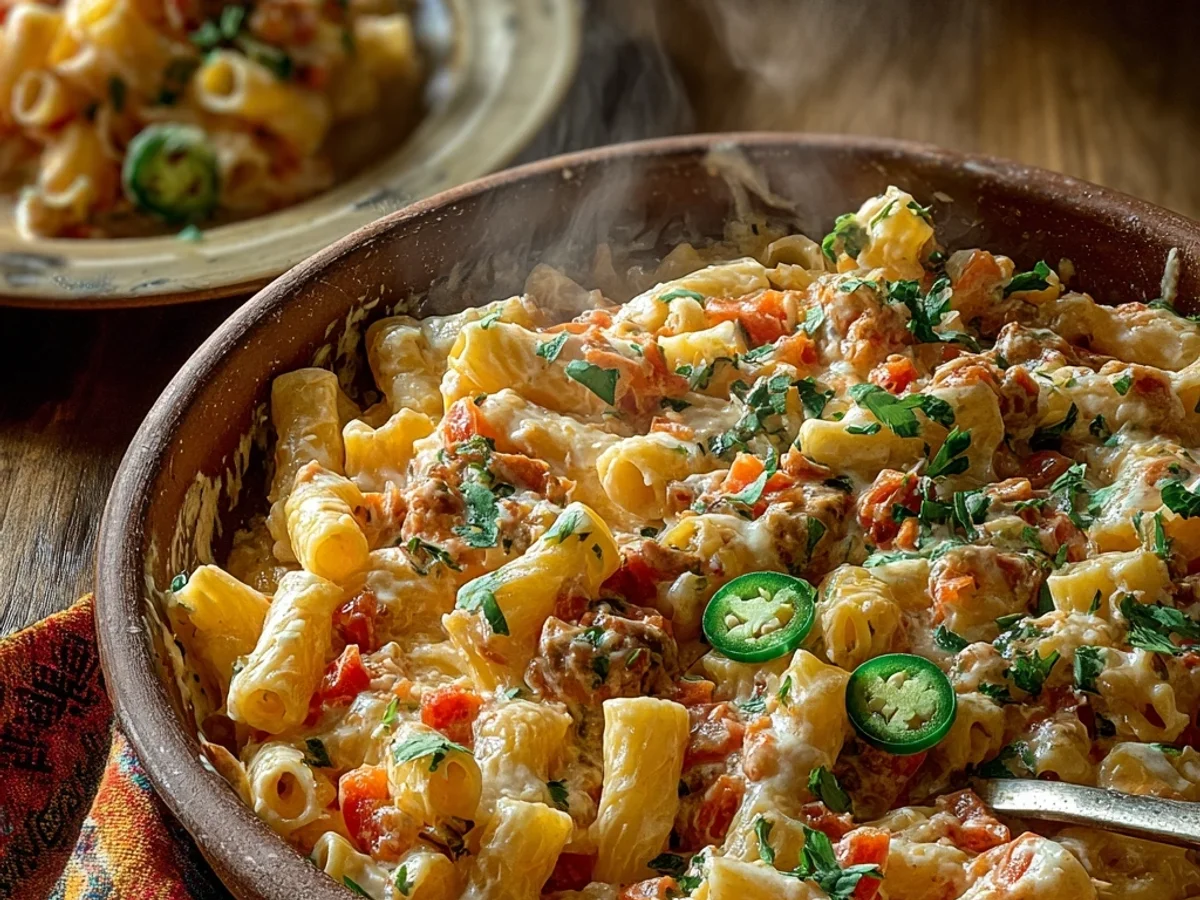 Creamy Cheesy Rotel Pasta: Tex-Mex Dinner Fiesta - Featured Image