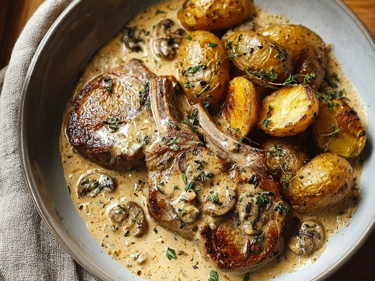 Creamy Garlic Lamb Chops with Roasted Potatoes - Featured Image