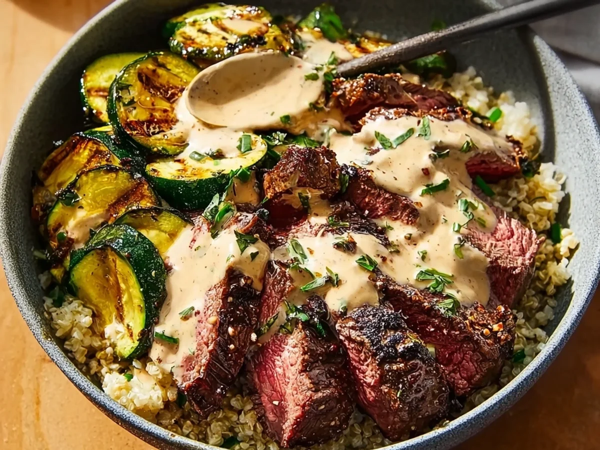 Creamy Grilled Steak Bowl with Zucchini & Herbs - Featured Image