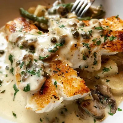 Creamy Halibut Dinner with Savory Chicken Broth