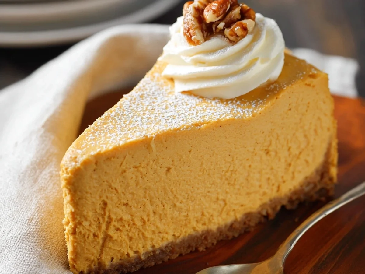Creamy Pumpkin Cheesecake Recipe with Spiced Graham Crust - Featured Image