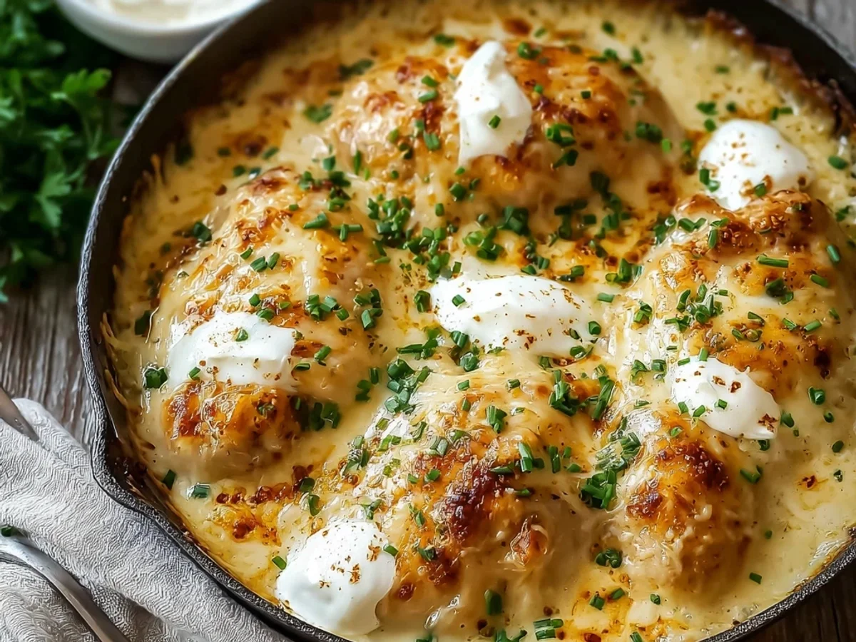 Creamy Smothered Cheesy Sour Cream Chicken Bake - Featured Image