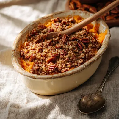 Creamy Sweet Potato Casserole with Pecan Crunch