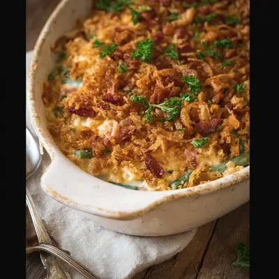 Creamy Turkey Ham Green Bean Casserole