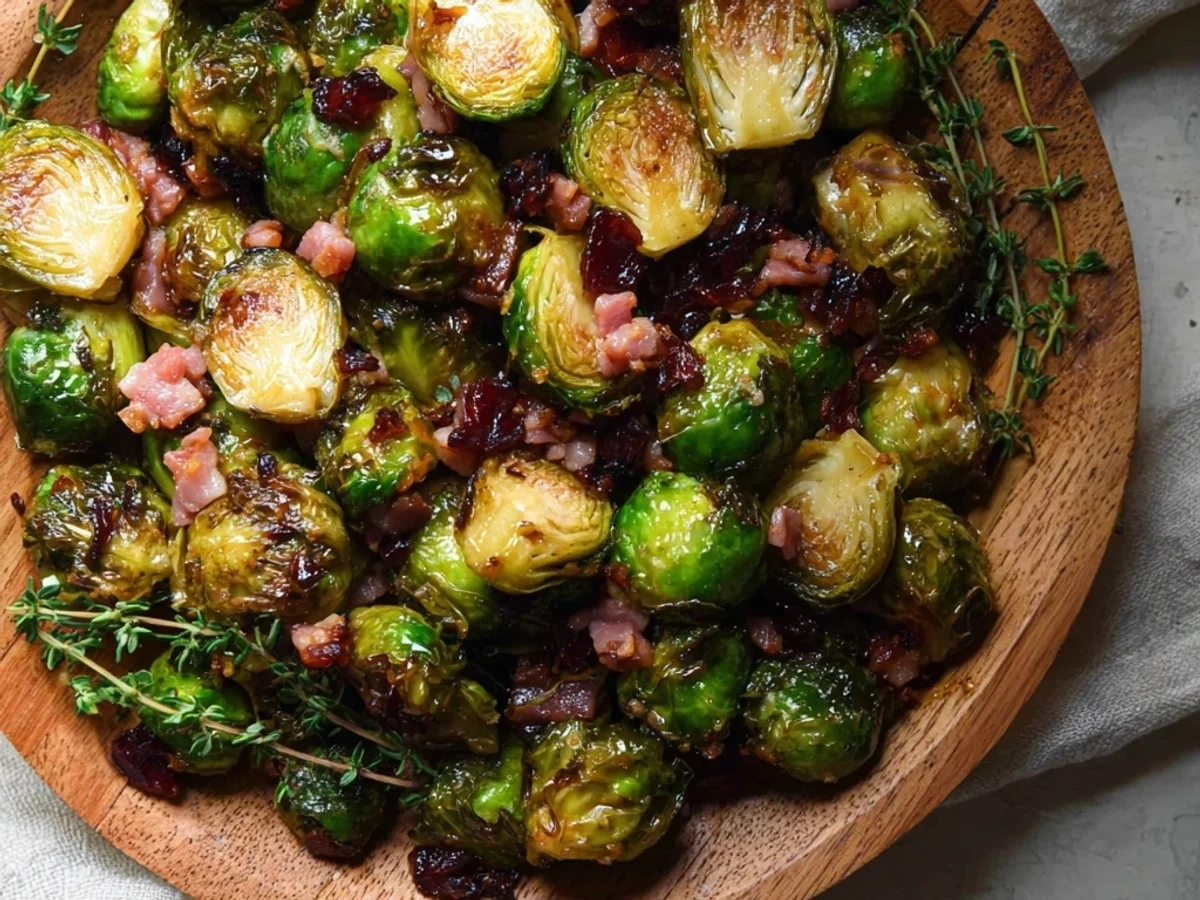 Crispy Brussels Sprouts and Turkey Ham Skillet - Featured Image