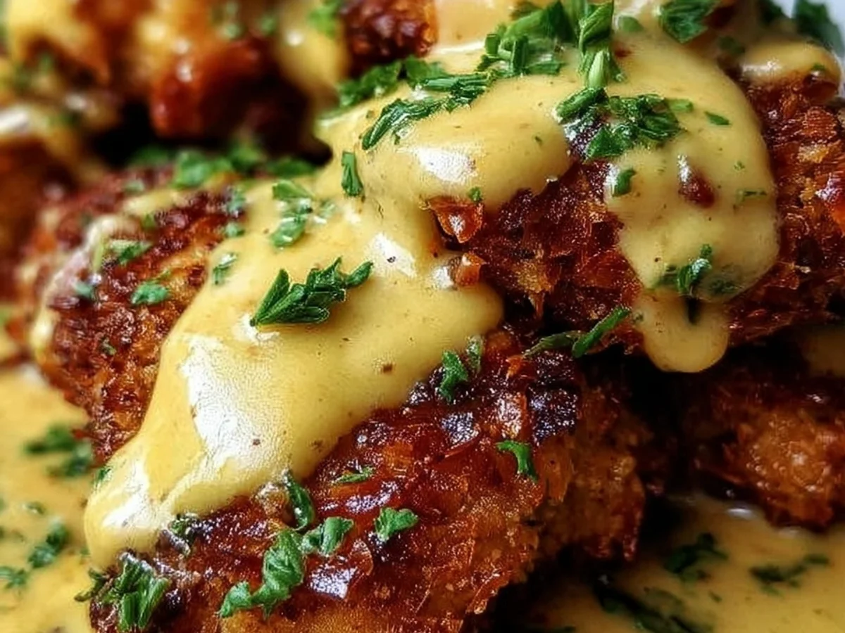 Crispy Pretzel Chicken with Tangy Mustard-Cheddar - Featured Image
