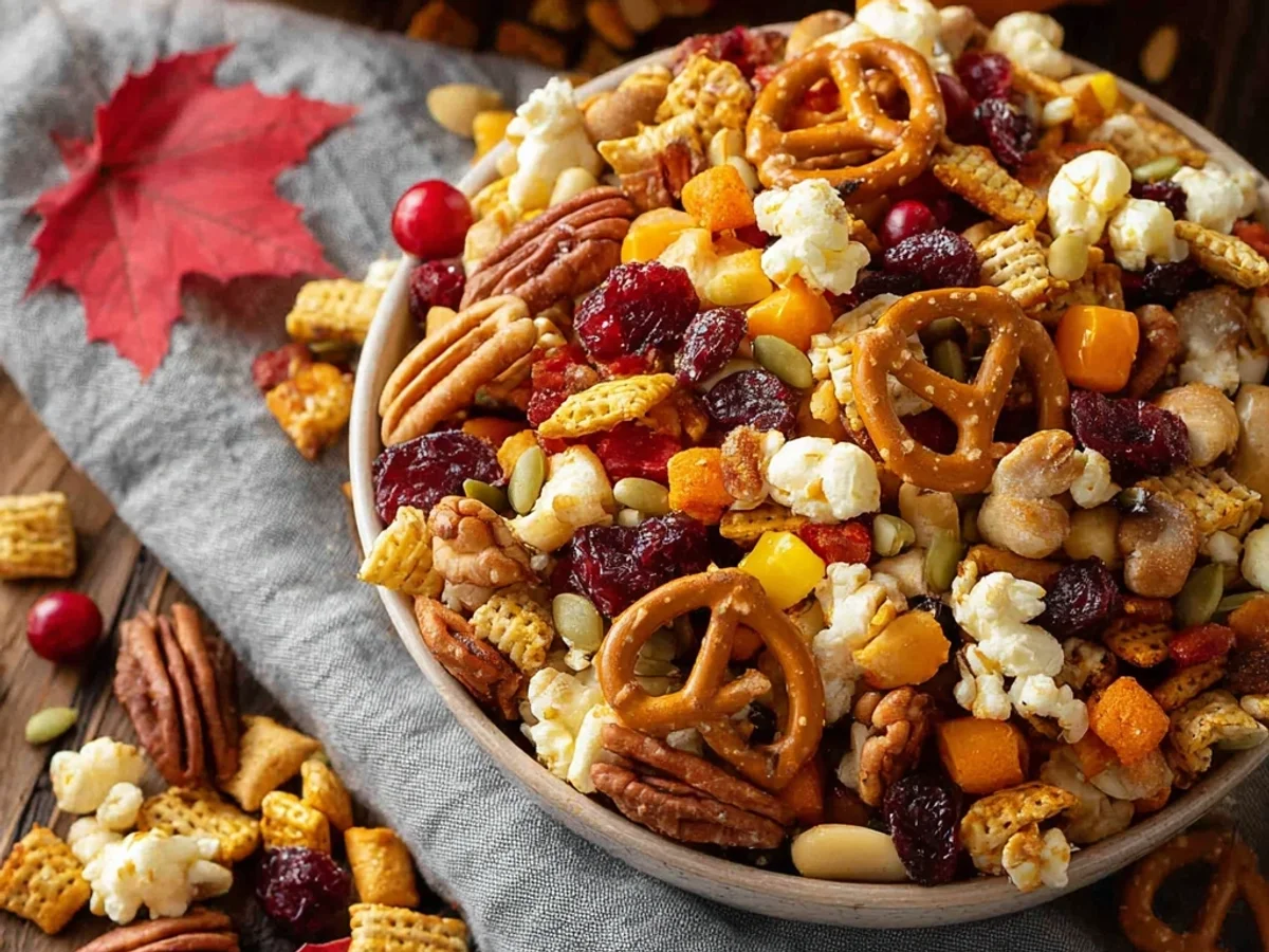 Crunchy Sweet & Salty Fall Snack Mix - Featured Image