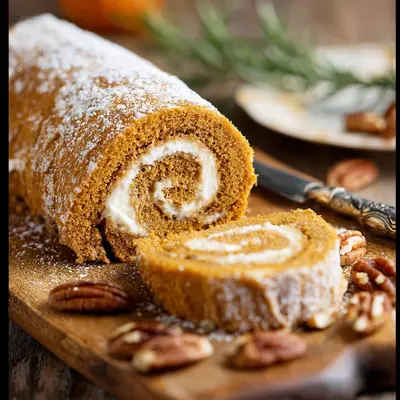 Easy Pumpkin Roll with Cream Cheese Swirl