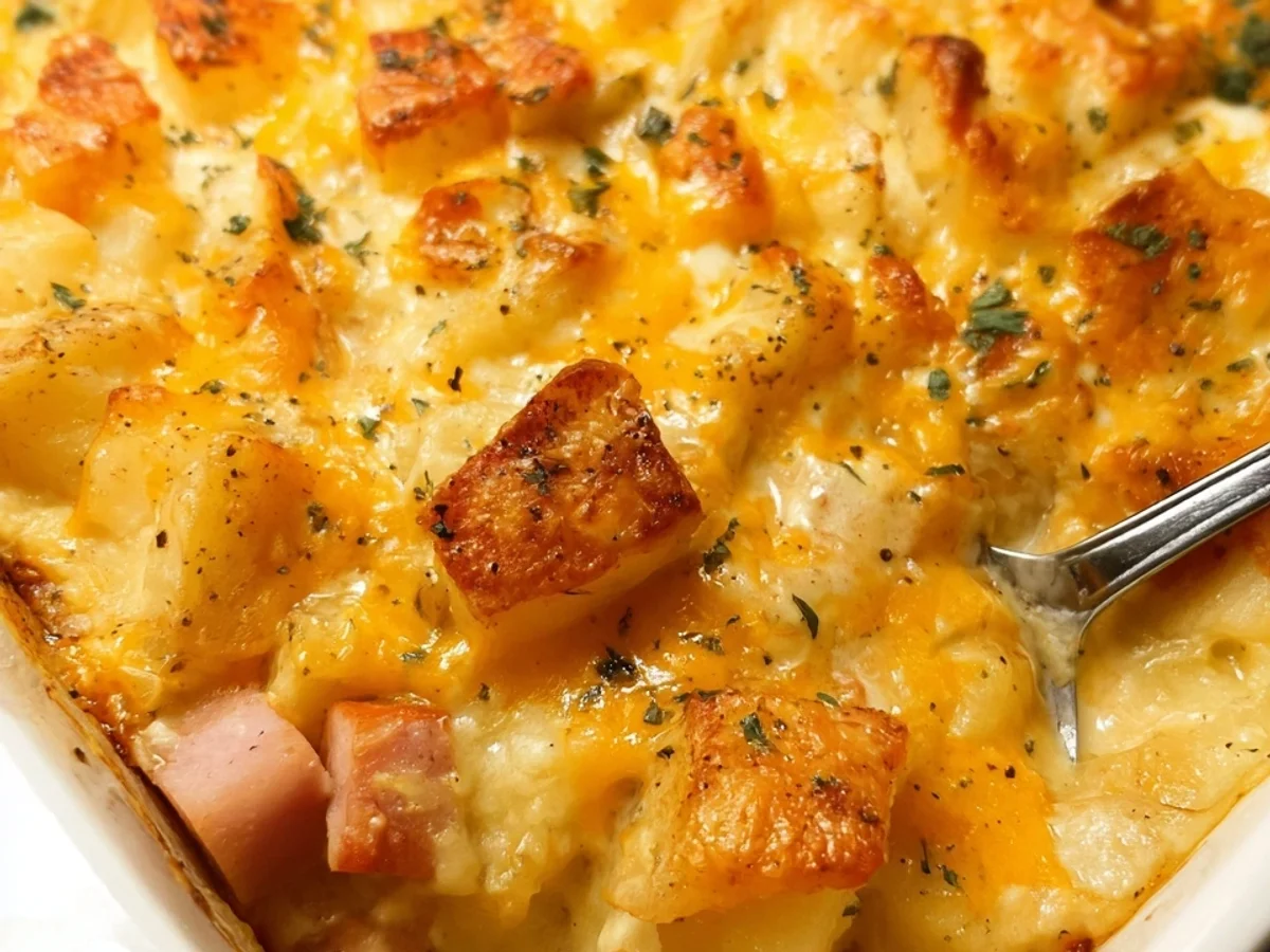 Easy Turkey Ham & Potato Casserole Recipe - Featured Image