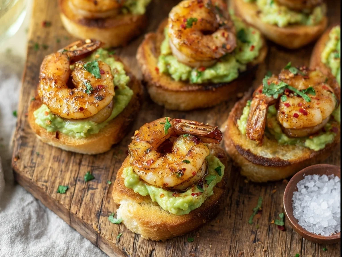 Fresh Garlic Shrimp Crostini with Zesty Avocado - Featured Image