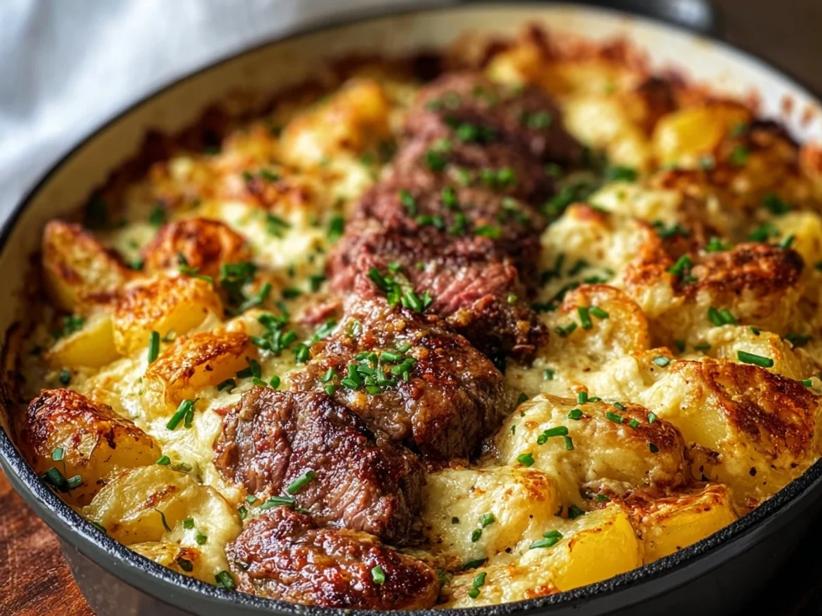 Garlic Butter Steak Cheddar Potato Bake: A Homestyle Meal - Featured Image