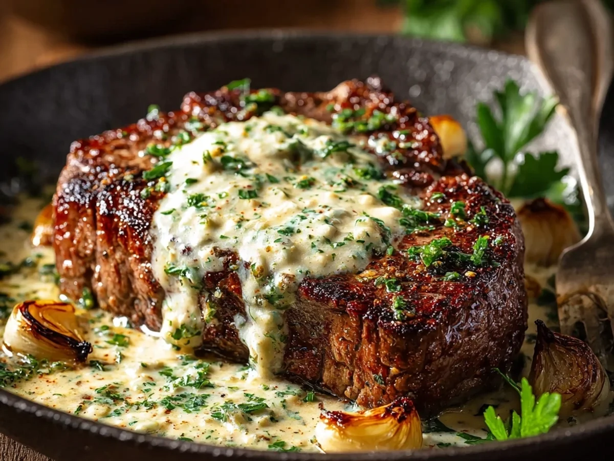 Garlic Butter Steak with Creamy Parmesan Sauce - Featured Image