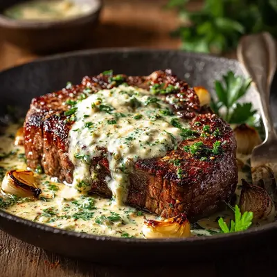 Garlic Butter Steak with Creamy Parmesan Sauce