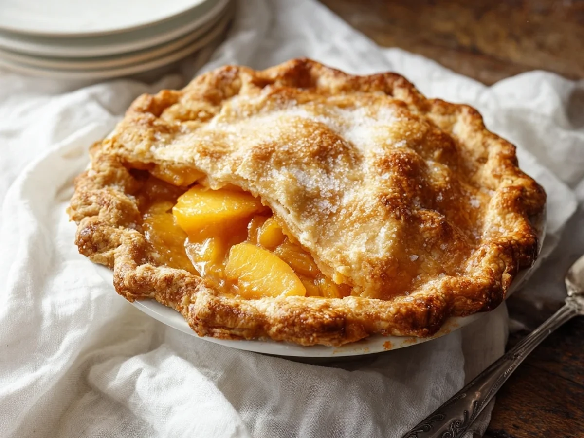 Golden Peach Pie, a Hint of Cardamom Magic - Featured Image
