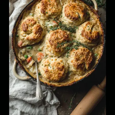 Hearty Chicken Pot Pie with Fluffy Biscuits