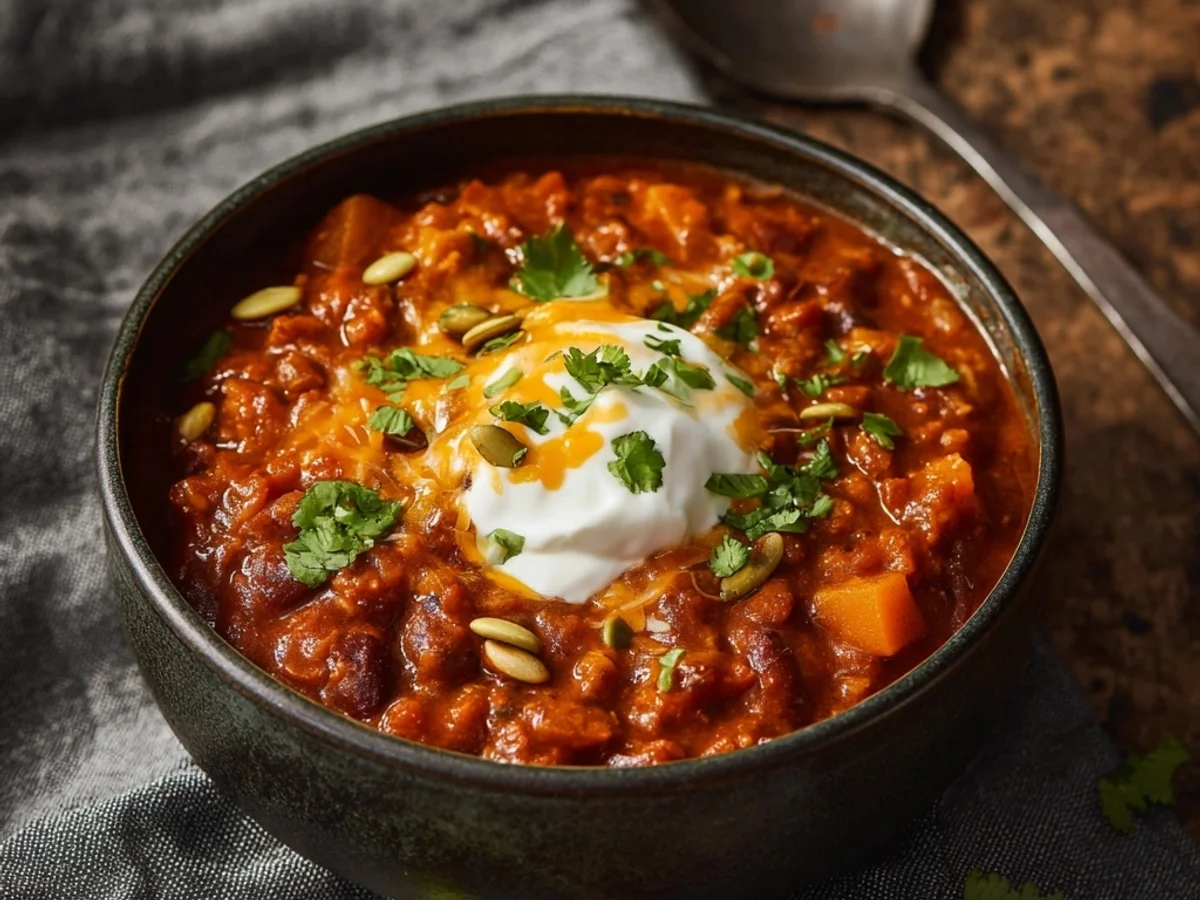 Hearty Crock Pot Pumpkin Chili Recipe - Featured Image
