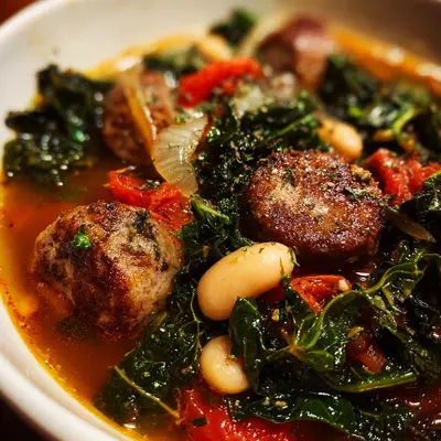 Hearty Kale, Beef Sausage & White Bean Soup