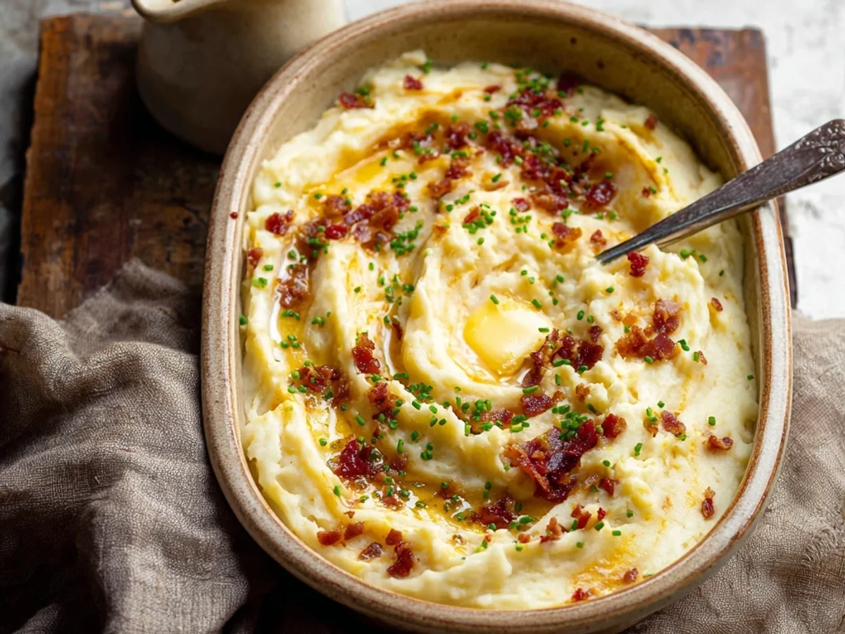 Hearty Loaded Mashed Potatoes with Bacon & Cheddar - Featured Image