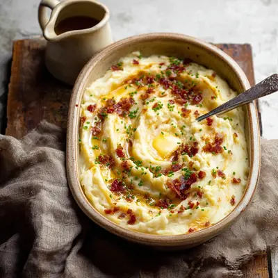 Hearty Loaded Mashed Potatoes with Bacon & Cheddar