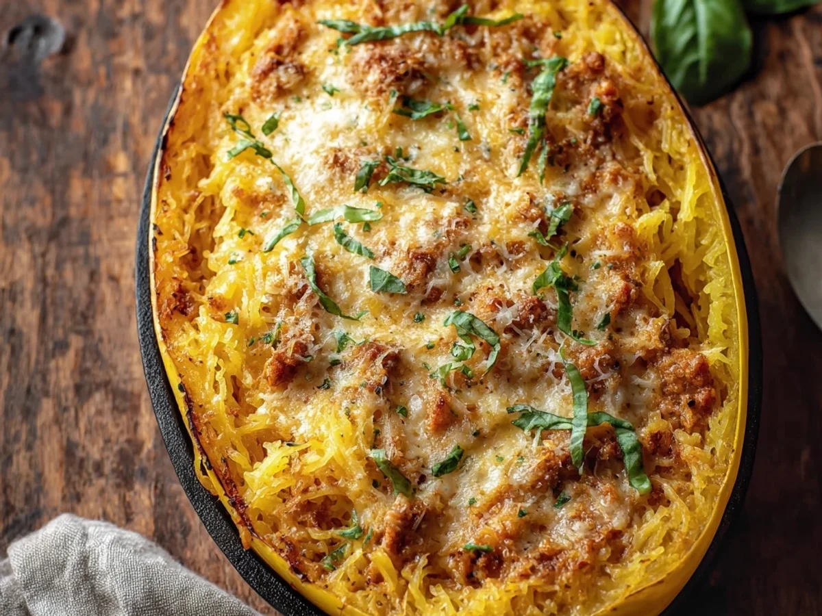 Hearty Million Dollar Spaghetti Squash Pasta Bake - Featured Image