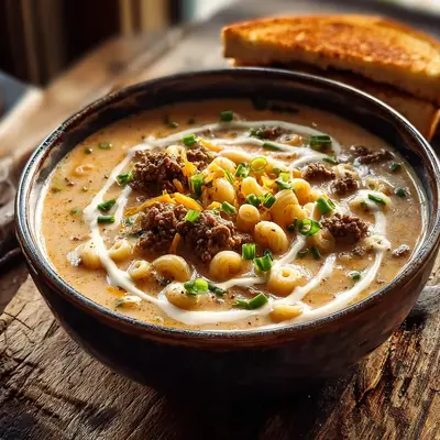 Hearty One Pot Macaroni Cheeseburger Soup