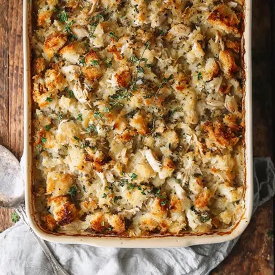 Hearty Rotisserie Chicken Stuffing Casserole