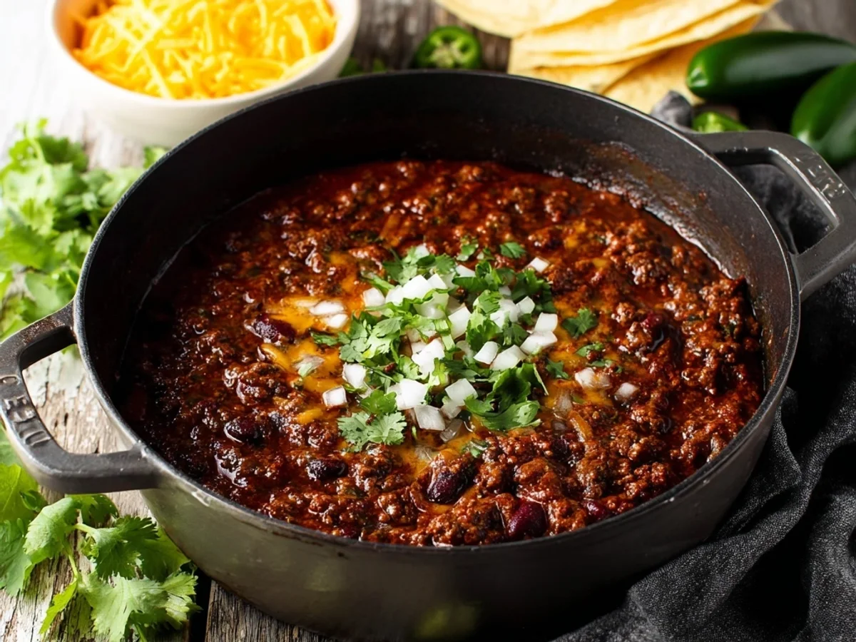 Hearty Texas Style Chili (No Beans) Recipe - Featured Image