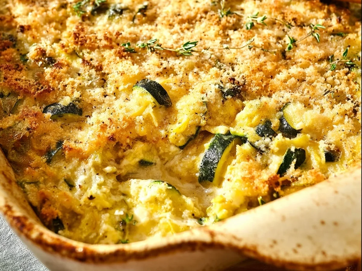 Homestyle Cheesy Zucchini Squash Casserole Bake - Featured Image