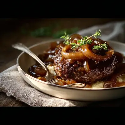 Homestyle Hamburger Steak with Onions and Gravy
