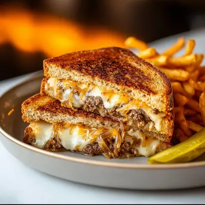 Homestyle Patty Melt: Crispy Onions, Cheesy Goodness