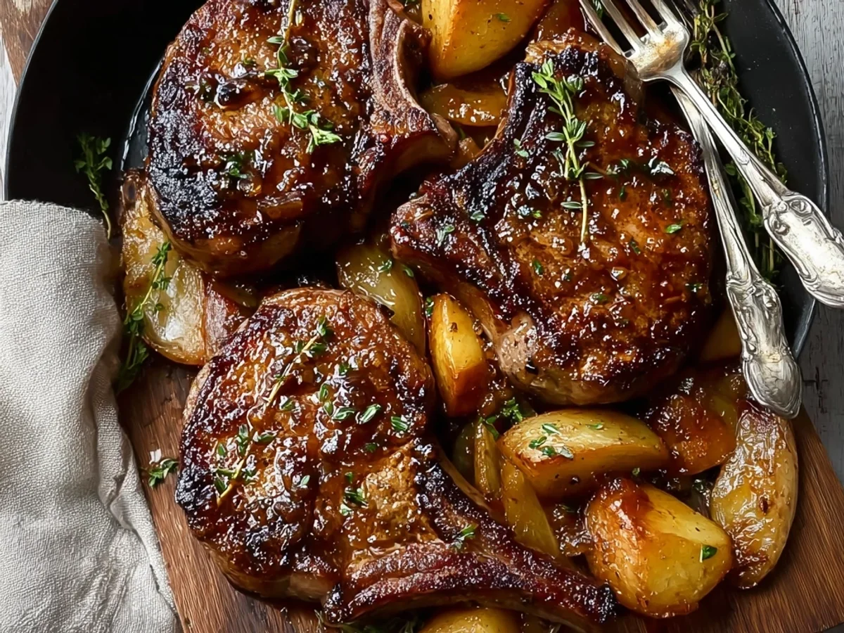 Juicy Apple Butter Lamb Chops with Rosemary - Featured Image
