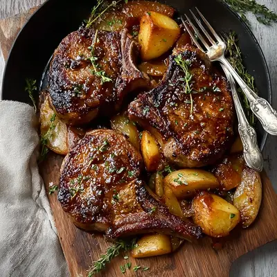 Juicy Apple Butter Lamb Chops with Rosemary