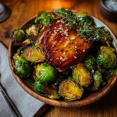Maple Turkey Ham Brussels Sprouts Skillet