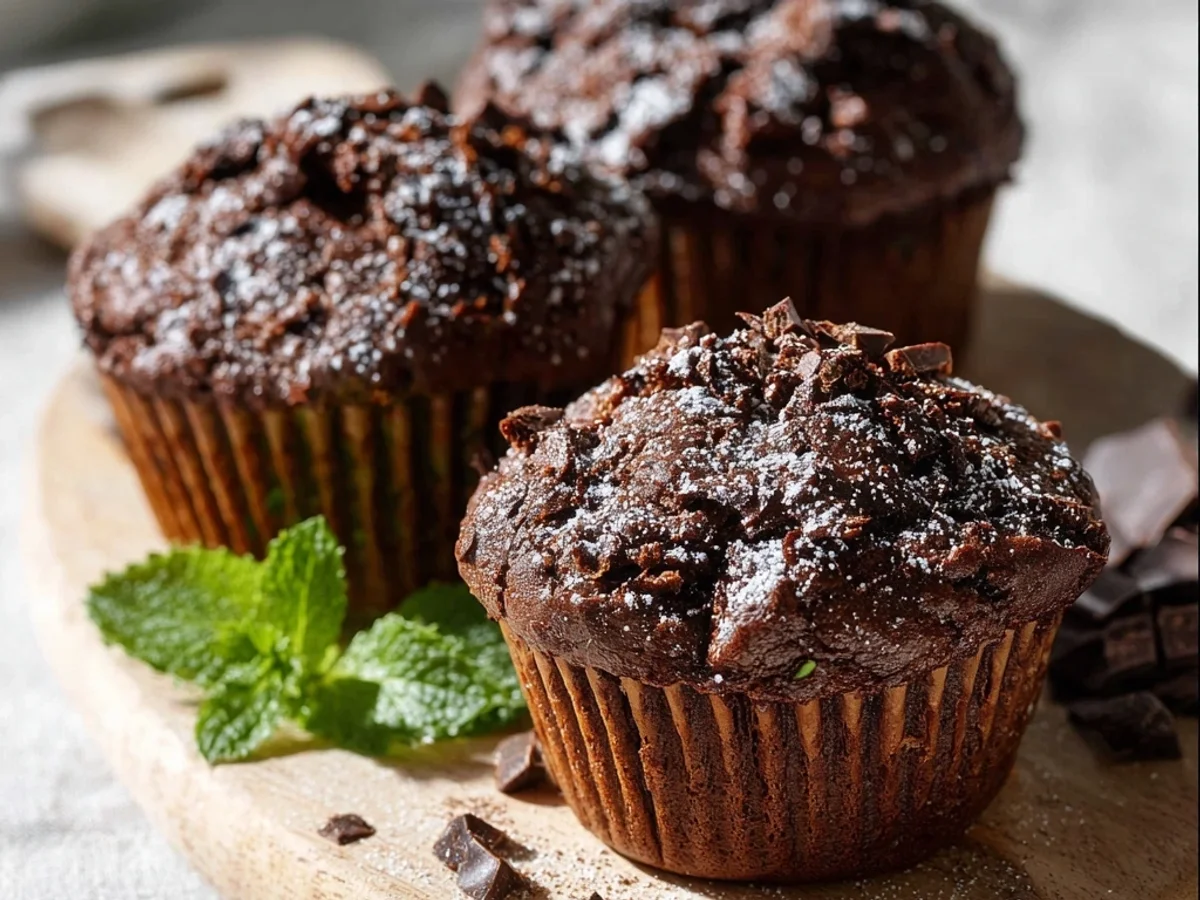 Moist Chocolate Zucchini Muffins Recipe - Featured Image