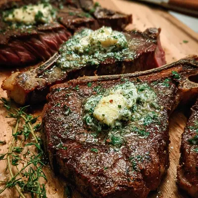 Quick Air Fryer T-Bone Steak with Garlic Herb Butter