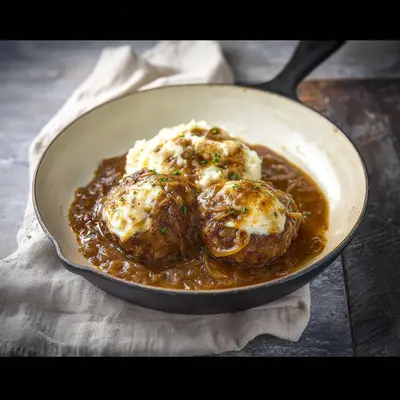 Rich French Onion Salisbury Steak Dinner