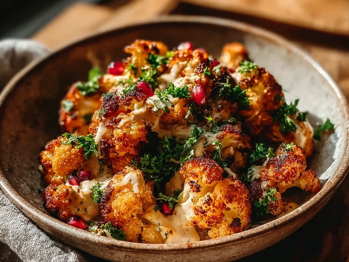Roasted Moroccan Cauliflower with Tahini Honey Drizzle - Featured Image