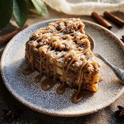 Rustic Apple Crumb Cake with Cinnamon Drizzle