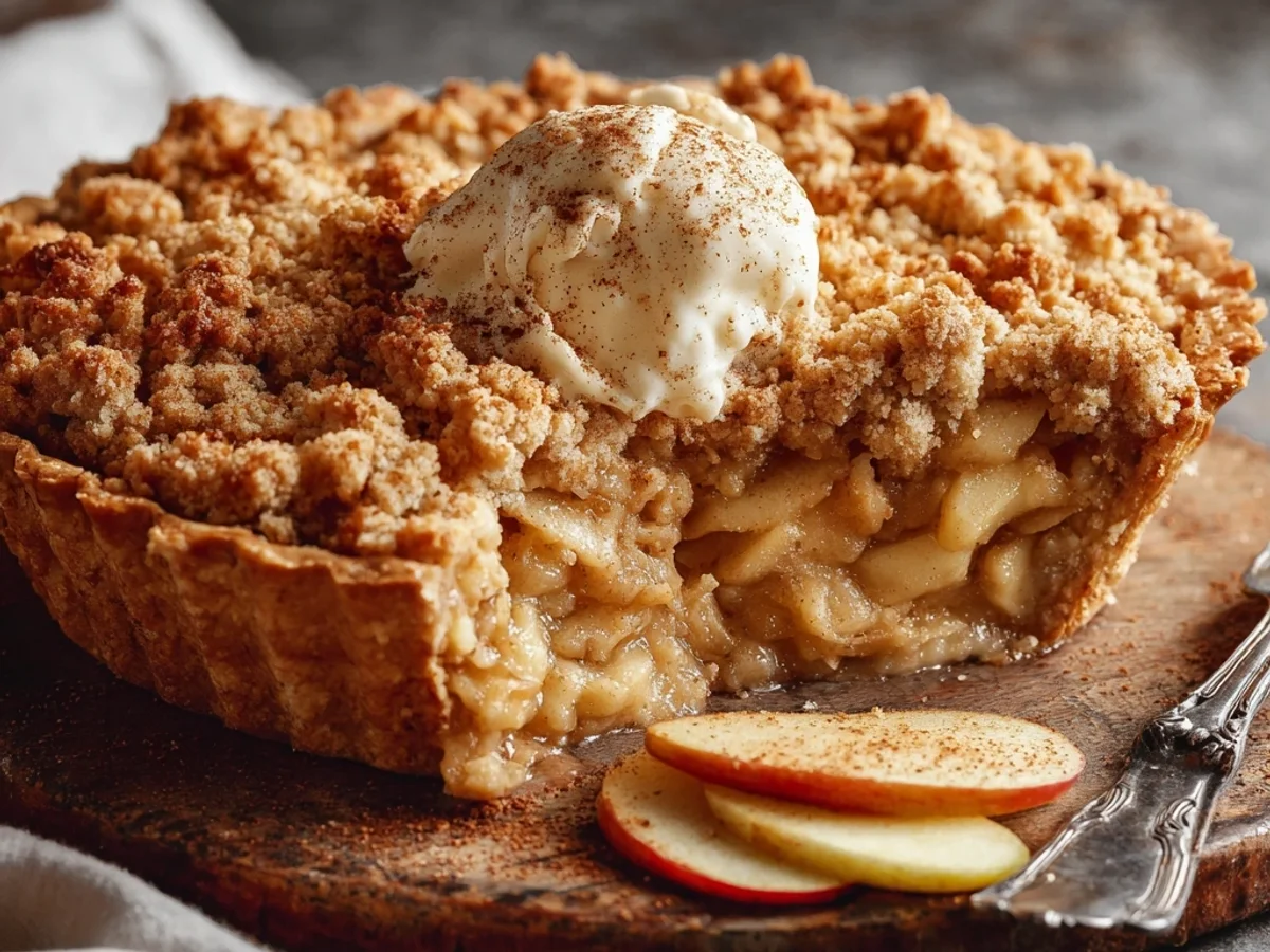 Rustic Dutch Apple Crumble Pie Recipe - Featured Image