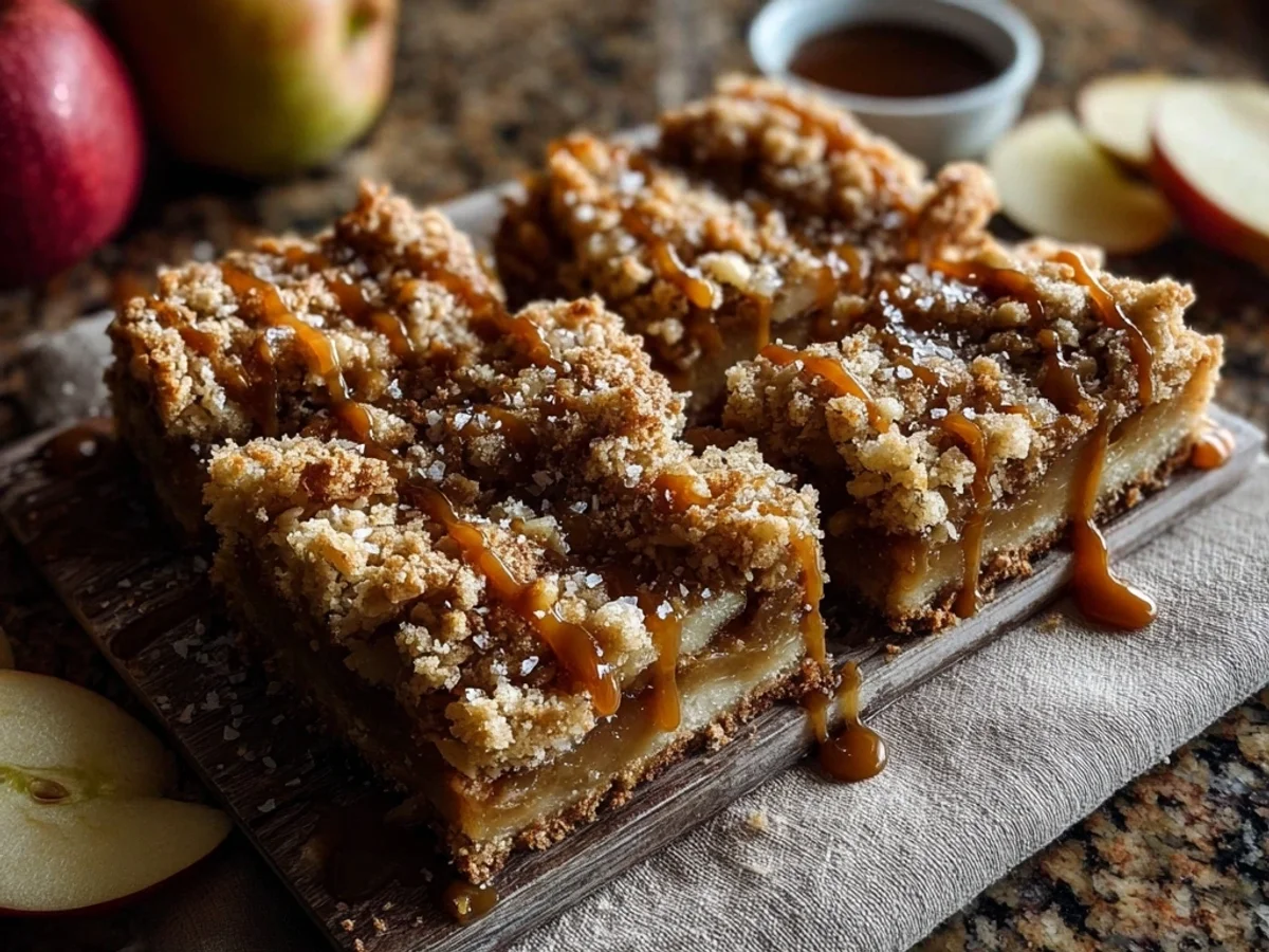 Rustic Salted Caramel Apple Crumble Bars Recipe - Featured Image
