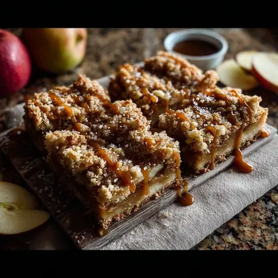 Rustic Salted Caramel Apple Crumble Bars Recipe